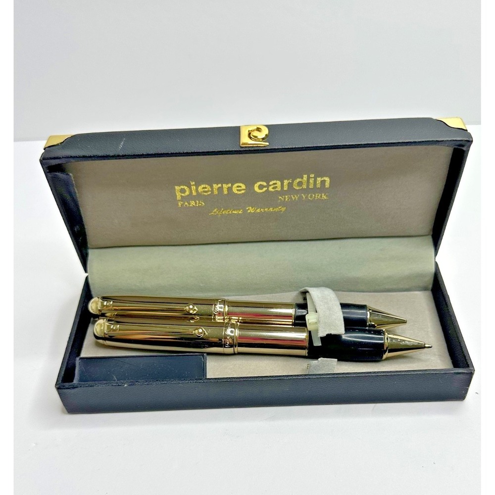 Vintage PIERRE CARDIN PEN & PENCIL SET Gold Tone Boxed Signed